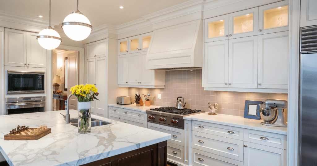 picture showing multiple ways to add lighting to kitchen cabinets and ceiling