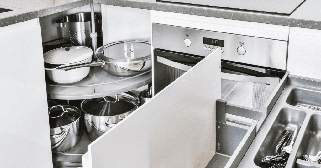 cabinet that has large pots and pans for better storage